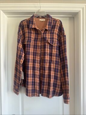 Cleo + Wolf  Women’s Rust, Brown and Navy Plaid Button-Down Shirt